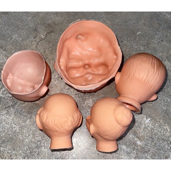 Vintage  Doll Faces Mask Craft Heads Plastic Santa Boys Old Lady / Men Lot of 5 - Picture 2 of 5
